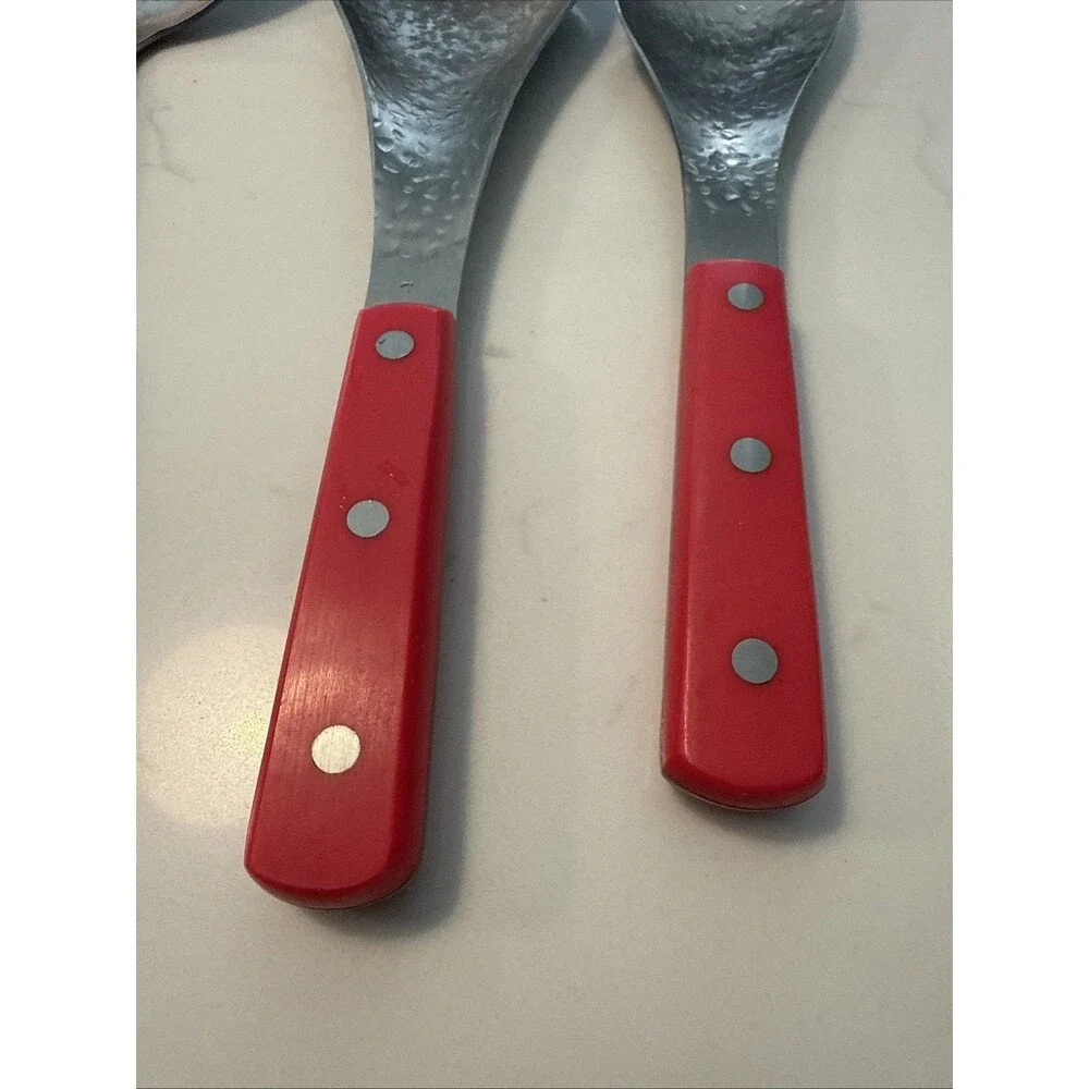 Mad Hungry Stainless Cooking Spoons Red Handles Set of 3